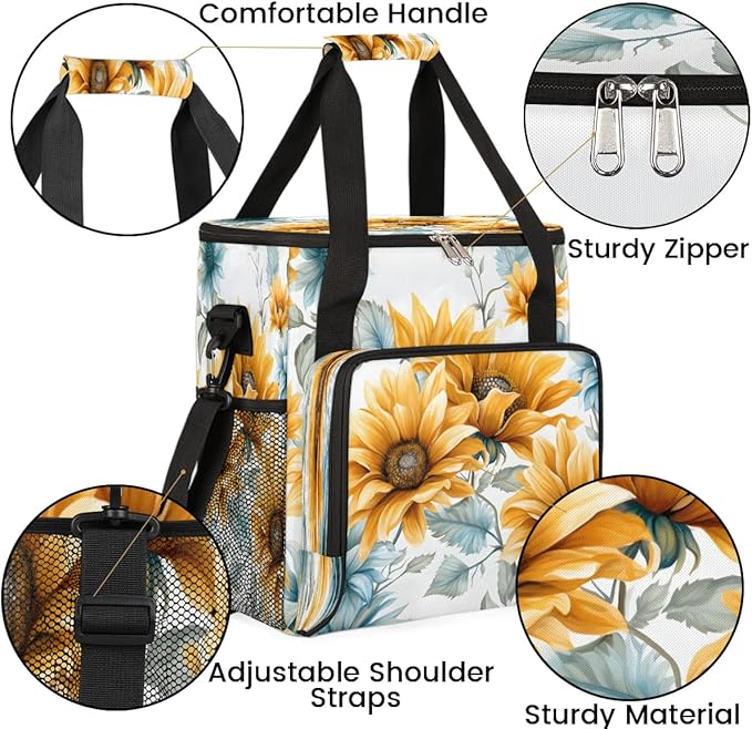 Sunflowers Pattern Coffee Maker Travel Bag for K-Mini or K-Mini Plus Single Serve Coffee Brewer Portable Storage Tote Case for Tarvel