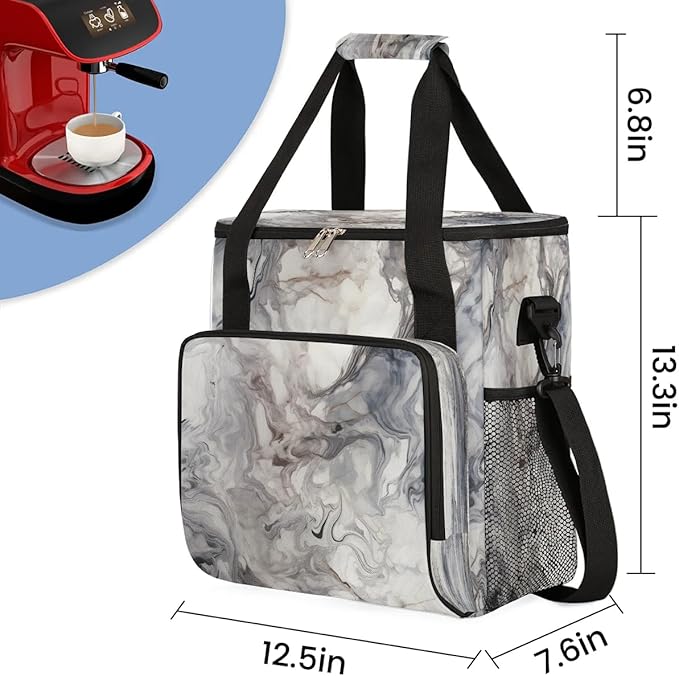 Retro Marbling Texture Coffee Maker Travel Bag for K-Mini or K-Mini Plus Single Serve Coffee Brewer Portable Storage Tote Case for Tarvel