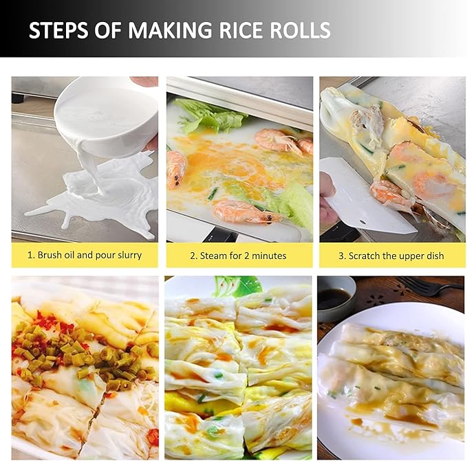 Cantonese Cuisine Rice Noodle Roll Steamer - 304 Stainless Steel Household Cookware with Detachable Lid