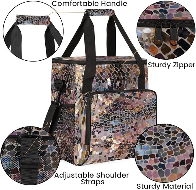 Botanic Pattern Coffee Maker Carrying Bag Portable Travel Storage Tote Bag Compatible with K-Mini or K-Mini Plus Single Serve Coffee Brewer Carrying Case with Multiple Pockets &amp Shoulder Strap