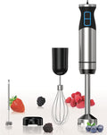 2023 Immersion Hand Blender 3-in-1 800W Turbo 12-Speed Stick Mixer with Titanium Stainless Steel Blades for Blending Pureeing Whisking &amp Frothing Black