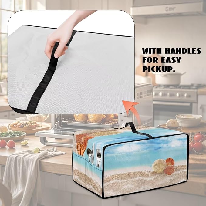 Toaster Oven Heat-Resistant Modern Toaster Oven Heavy Duty Microwave Cover with Storage Side Pockets Protects from Appliances Spills Stain Shell