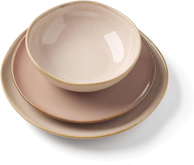 Oneida 897202 Organic Shades 12-Piece Dinnerware Set Service For 4 Unique Color May Vary Clay