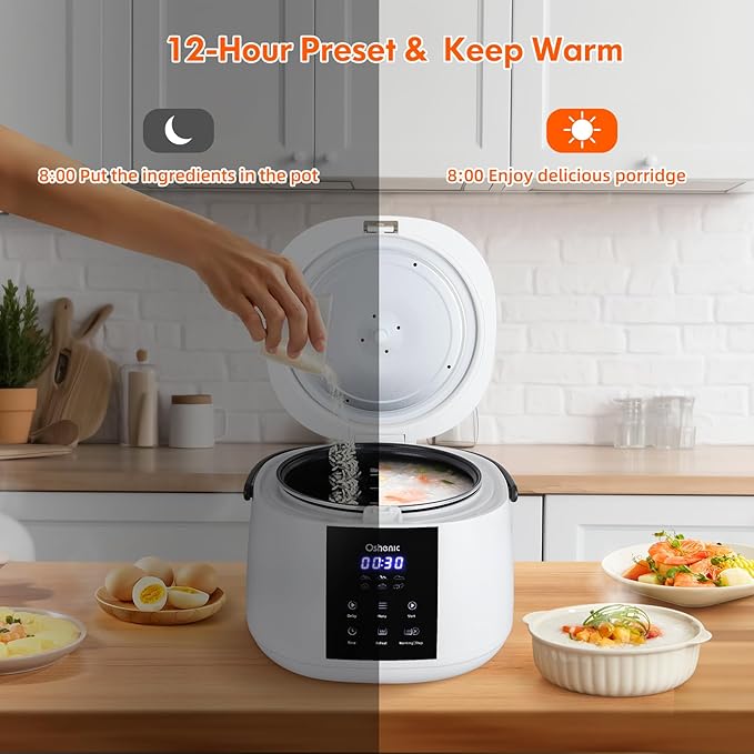 Rice Cooker Small6-Cup (Uncooked) / 12-Cup (Cooked)6-in-1 Multi CookerElectric Smart Rice CookerPortable Non-Stick Rice Maker With Steamer Basket12 Hours Timer Delay &amp Keep Warm Function