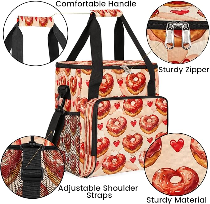 Heart Donuts Coffee Maker Carrying Bag for Keurig K-Mini or K-Mini Plus Storage Portable Coffee Maker Travel Bag