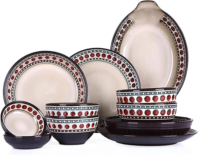 Elegant Dinnerware Set Dinner Plates Bowls Set 11 Pcs Dinnerware Sets American Style Retro Porcelain Tableware Set with Plates and Bowls Ceramic Dinner Set for Kitchen