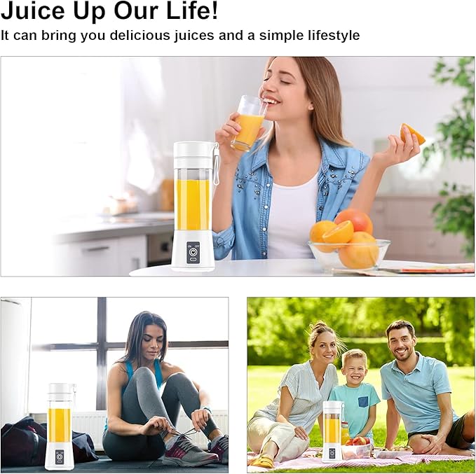 Portable Blender Personal Blender Mini Smoothies Shakes Juicer Cup USB Rechargeable White