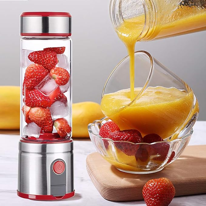 Portable Blender Mini Blender Smoothie Maker with USB Rechargeable Electric Blender Professional Commercial for Vegetables and Fruit Smoothie Maker Blender Food Processor 5100Mah 450MlSilver