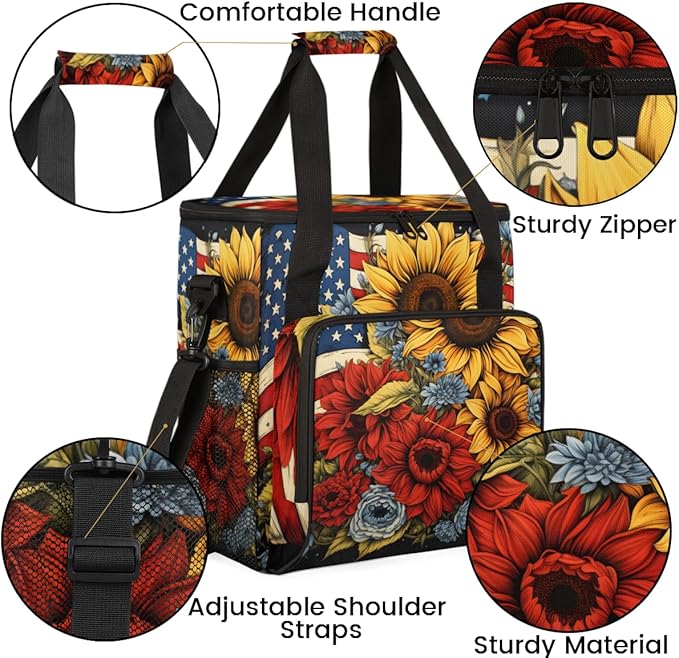 4th of July Coffee Maker Carrying Bag Portable Travel Storage Tote Bag Compatible with K-Mini or K-Mini Plus Single Serve Coffee Brewer Carrying Case with Multiple Pockets &amp Shoulder Strap