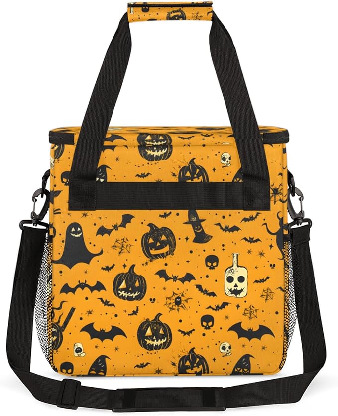 Halloween Pumpkin Coffee Maker Carrying Bag Gothic Pumpkin Travel Storage Bag Compatible with K-Mini or K-Mini Plus Single Serve Coffee Brewer Carrying Case with Multiple Pockets &amp Shoulder Stra