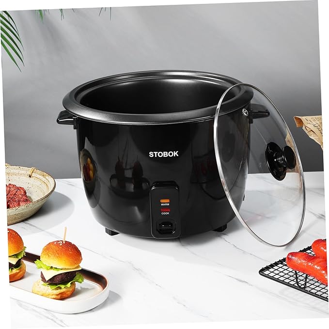 NUOBESTY Compact Electric Rice Cooker with Clear Lid Space-saving Household Stew Pot for Rice Porridge and Efficient Cooking Easy Single-button Operation Portable Kitchen Appliance with US