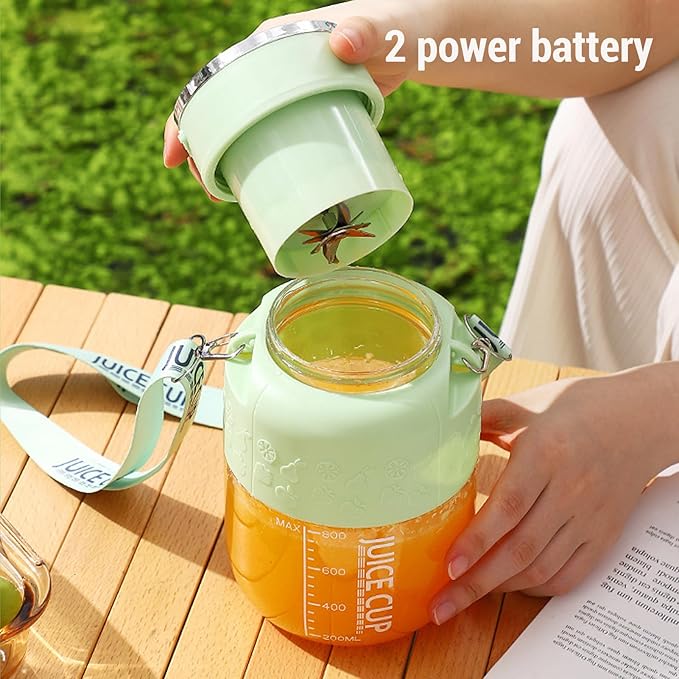 AUNMAS 800ml Portable Personal Blender Cup ABS USB Rechargeable Electric Juicer Blender with Straws for Smoothies Shakes Food Prep and Frozen Blending (Green)