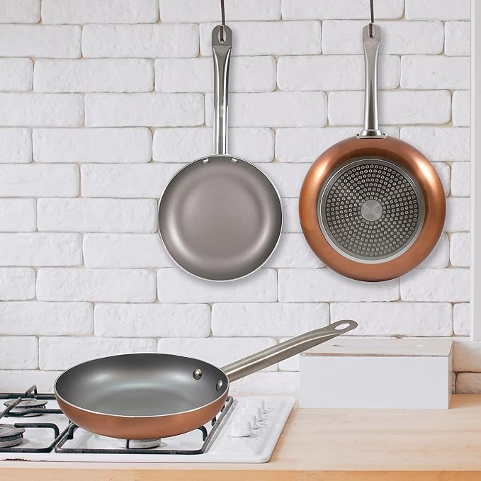 San Ignacio Set of 3 Frying Pans (18.22 cm) Pressed Aluminium Suitable for Induction Optimum Plus