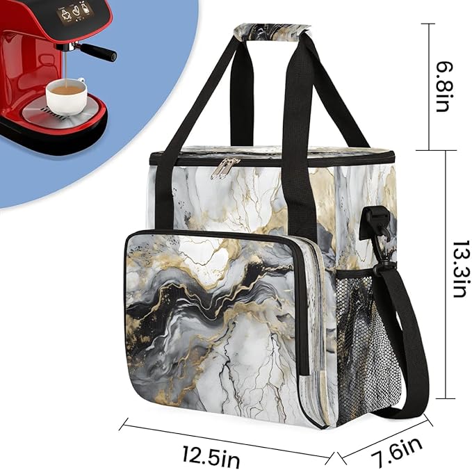 Marble Classic Pattern Coffee Maker Carrying Bag for Keurig K-Mini or K-Mini Plus Storage Portable Coffee Maker Travel Bag