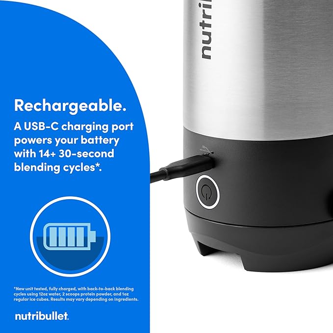 nutribullet Flip Portable Blender with Insulated Cup Cordless Brushed Stainless NBPB50350SS