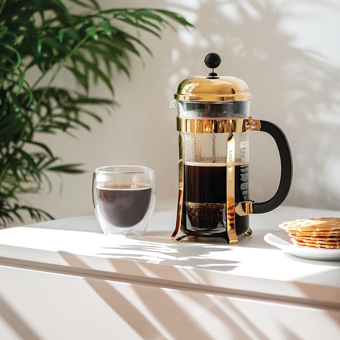 Bodum 34oz Chambord French Press Coffee Maker High-Heat Borosilicate Glass Gold – Made in Portugal