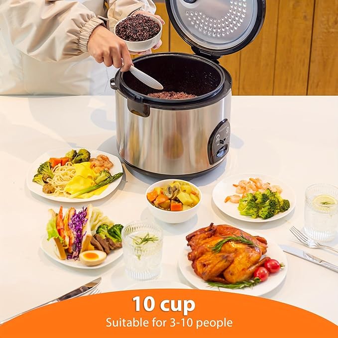 Rice Cookers 10-Cup Electric Rice Cooker Convenient Ceramic Nonstick Inner Pot Rice Maker
