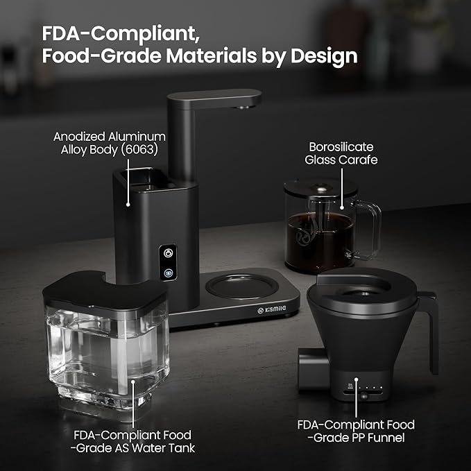 Kismile SCA-Certified 8 Cup Drip Coffee Maker Pour Over Coffee Machine with 3s Instant Heat 197–205℉ Adjustable Flow Control Removable Water Tank Deep Cold Brew &amp 40 Min Keep Warm (Black)