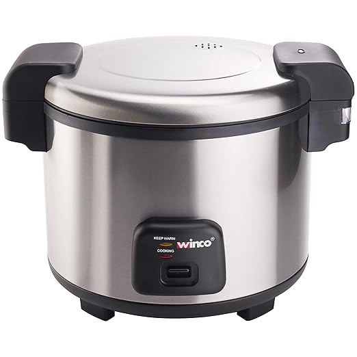 Winco Commercial-Grade Electric Rice Cooker with Hinged Cover 30 Cup