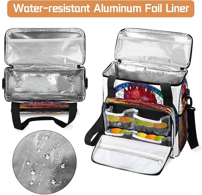 Funny Rooster Glass Painting Coffee Maker Carring Bag Travel Carrying Storage Tote Bag Compatible with Keurig K-Mini or K-Mini Plus Portable Single Serve Coffee Brewer Case with Pockets