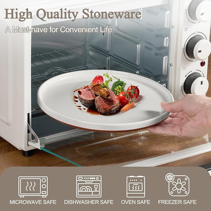 LIANYU Stoneware Dinnerware Sets Service for 6 18 PCS Plates and Bowls Sets Handmade Ceramic Dish Set Highly Chip and Crack Resistant Modern Plate Set Cloud White