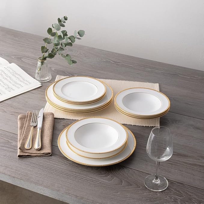 Noritake Rochelle Gold 12-Piece Dinnerware Set Service for 4