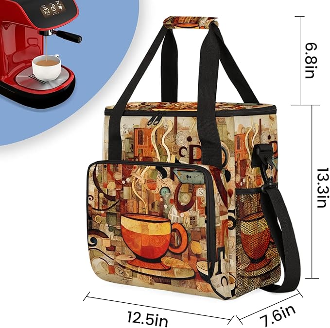 Coffee Maker Travel Bag Compatible with Keurig K-Mini or K-Mini Plus Single Serve Coffee Brewer Carrying Case with Multiple Pockets for K-Cup Pods Storage Bag With Shoulder Strap(Bag Only)