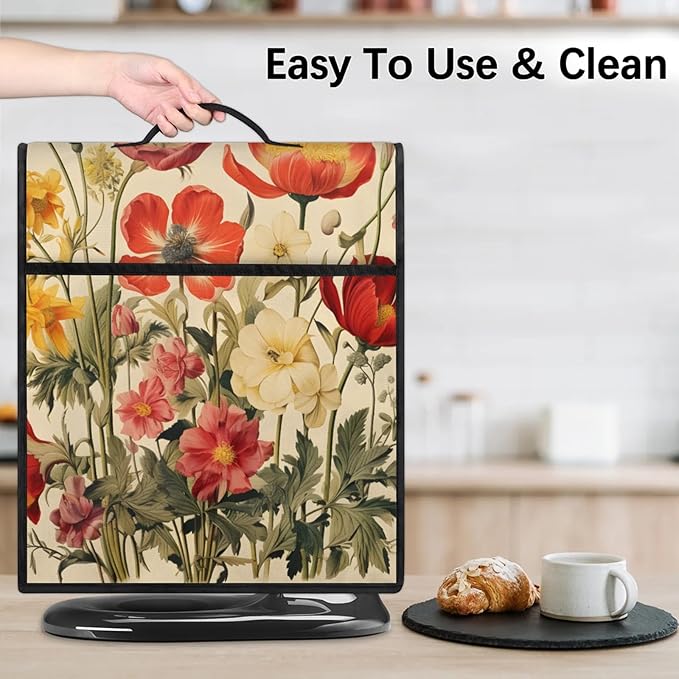 cfpolar Kitchen Aid Mixer Cover Compatible with 6-8 Quarts Beautiful Flower Plant Leaves Stand Mixer Cover Kitchen Aid Mixers Accessories Appliance Organizer Bag Dust Covers with Zipper Pocket