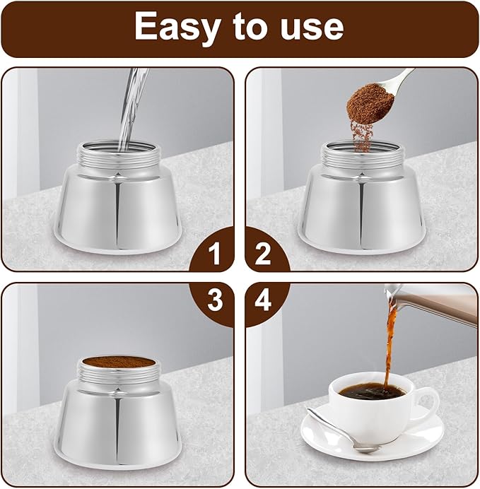 Stovetop Espresso Maker Stovetop Coffee Makers 120ml/4oz Induction Moka Pot Clear Glass Top Stainless Steel Portable Stovetop Espresso and Coffee Maker for Coffee Home