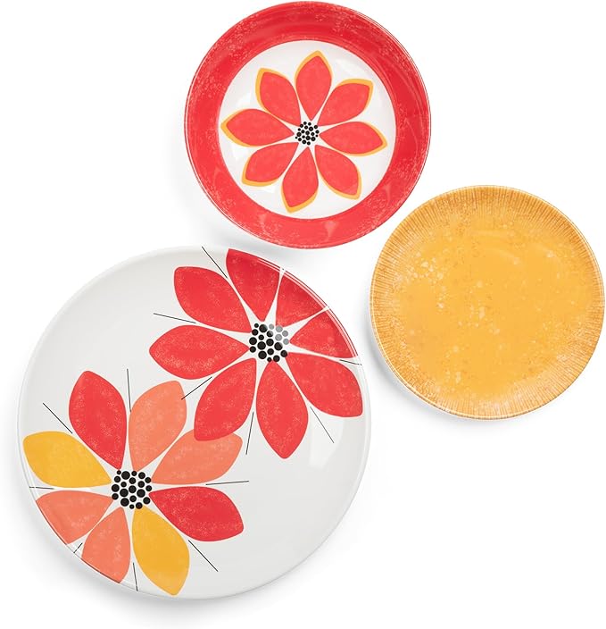 Larder &amp Vine 12-Piece Melamine Dinnerware Set: Durable Lightweight Break-Resistant Plates &amp Bowls – Stylish Non-Toxic Dishwasher Safe – Ideal for Everyday Use Indoor &amp Outdoor Dining