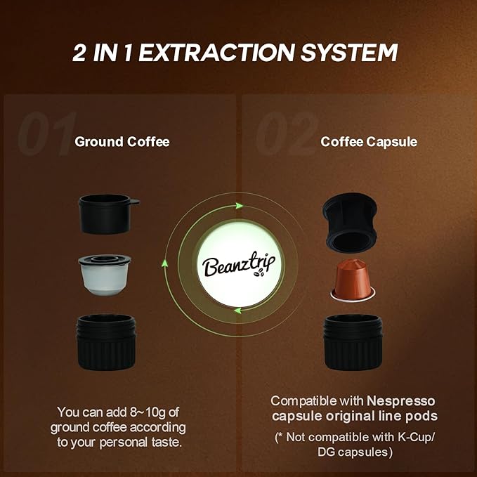 H02 PRO Portable Espresso Maker Electric Coffee Machine for Travel 20Bar Small Mini Coffee Maker with Self-Heating Espresso Machine Fits Ground Coffee &amp NS Capsule for Camping Hiking