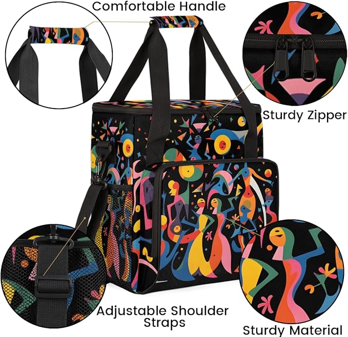 Abstract Pattern Coffee Maker Carrying Bag Portable Travel Storage Tote Bag Compatible with K-Mini or K-Mini Plus Single Serve Coffee Brewer Carrying Case with Multiple Pockets &amp Shoulder Strap