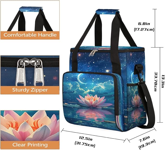 Moon Flower Stars Coffee Maker Carring Bag Travel Carrying Storage Tote Bag Compatible with Keurig K-Mini or K-Mini Plus Portable Single Serve Coffee Brewer Case with Pockets for K-cup Pods