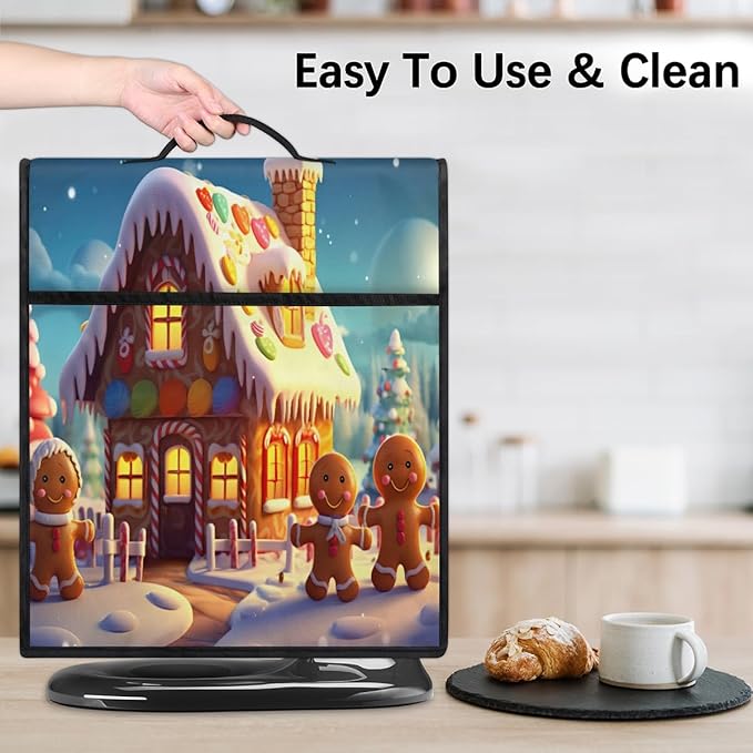 Kitchen Aid Mixer Cover Christmas Gingerbread Man Igloo Stand Mixer Cover Compatible with 6-8 Quarts Stand Mixers Dust Covers with Zipper Pocket Foldable Washable Kitchen Aid Organizer Bag
