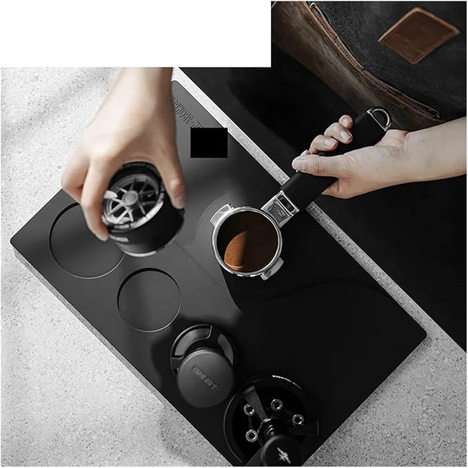 Bar Work Mat Coffee Machine Handle Non-Slip Silicone Mat Powder Press Mat(Black)
