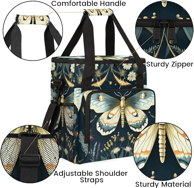 Gothic Butterfly Coffee Maker Carrying Bag Glitter Butterfly Travel Storage Bag Compatible with K-Mini or K-Mini Plus Single Serve Coffee Brewer Carrying Case with Multiple Pockets &amp Shoulder St