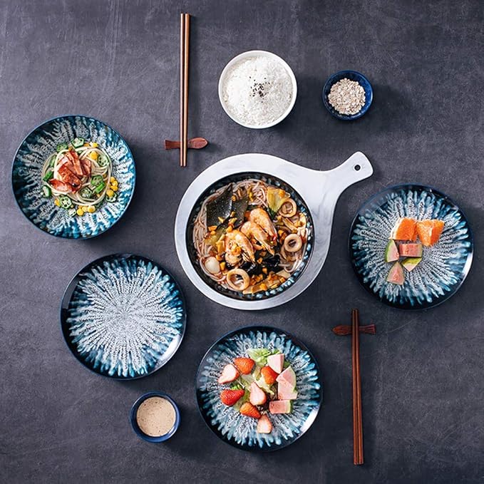 Dishes/Plate/Bowl Set26 Pieces Vintage Look Ceramic Dinner Set Artist Design Porcelain Living Dinnerware Set