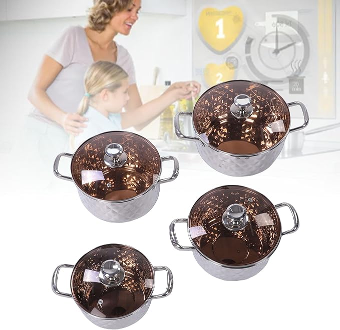 Stainless Steel Cookware Set Nonstick Induction Pots and Pans for Soup Stew Porridge Cooking