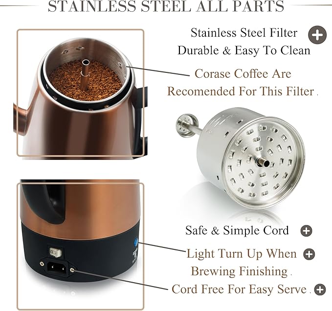 Moss &amp Stone Percolator Coffee Pot Electric 10 Cup Stainless Steel Coffee Maker Coffee Percolator Electric With Keep Warm Function 10 Cups Stainless Steel Percolator With Coffee Basket Bundle W
