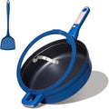 CAROTE 4pcs Non Stick Frying Skillet with Lid 12inch Nonstick Large Deep Frying Pan 5.5Qt Saute Induction Pan Cooking Set with Detachable/Removable HandleOven/Dishwasher Safe