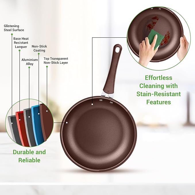 NutriChef 14-Piece Nonstick Brown Cookware Set - Scratch-Resistant Kitchen Pots and Pans with Lids &amp Utensils For All Cooktops - NCCW14SBR