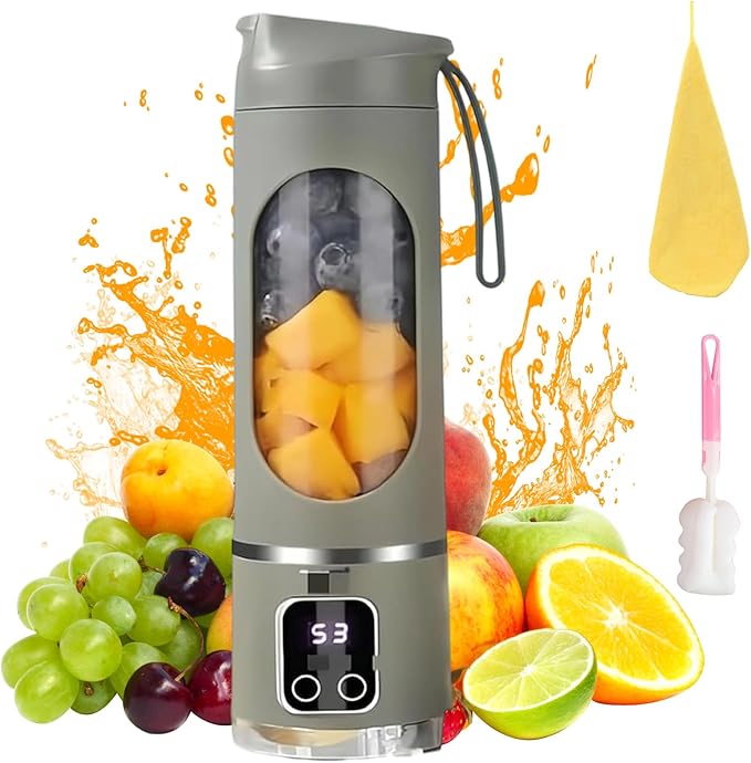 Digital Display Juicer Portable Multimode Blender with Smart LED Display Fresh Juice Blenders for Diet-Friendly Leak Proof Design for Smoothies Liquid Diet (Army Green)
