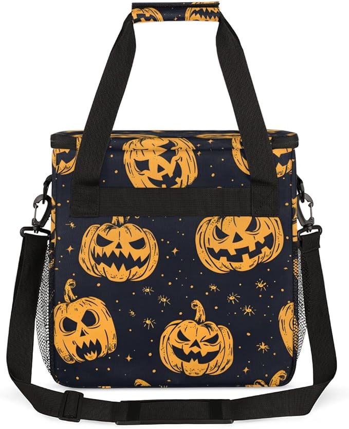 Abstract Pumpkin Coffee Maker Carrying Bag Graffiti Pumpkin Travel Storage Bag Compatible with K-Mini or K-Mini Plus Single Serve Coffee Brewer Carrying Case with Multiple Pockets &amp Shoulder Str