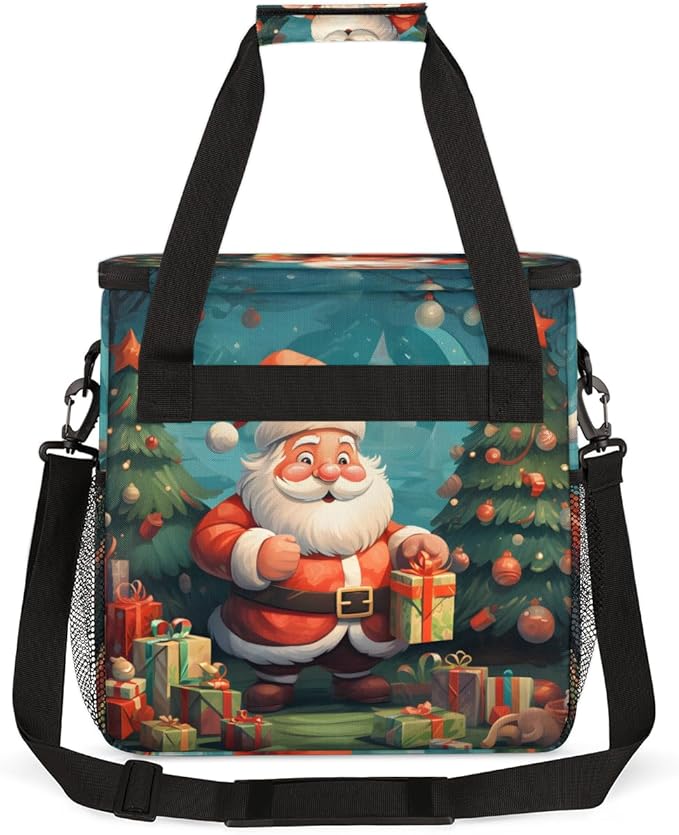 Colorful Santa Claus Coffee Maker Carrying Bag Graffiti Santa Claus Travel Storage Bag Compatible with K-Mini or K-Mini Plus Single Serve Coffee Brewer Carrying Case with Pockets &amp Shoulder Stra