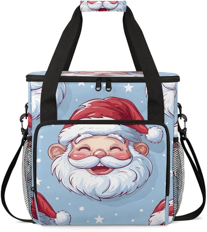 Cute Santa Claus Coffee Maker Carrying Bag Modern Santa Claus Travel Storage Bag Compatible with K-Mini or K-Mini Plus Single Serve Coffee Brewer Carrying Case with Multiple Pockets &amp Shoulder S