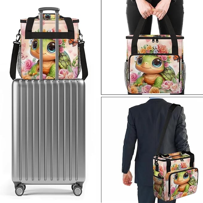 Turtle Coffee Maker Travel Bag Cute Insulated Grocery Bag Travel Picnic Leakproof Cooler Bags With Shoulder Strap