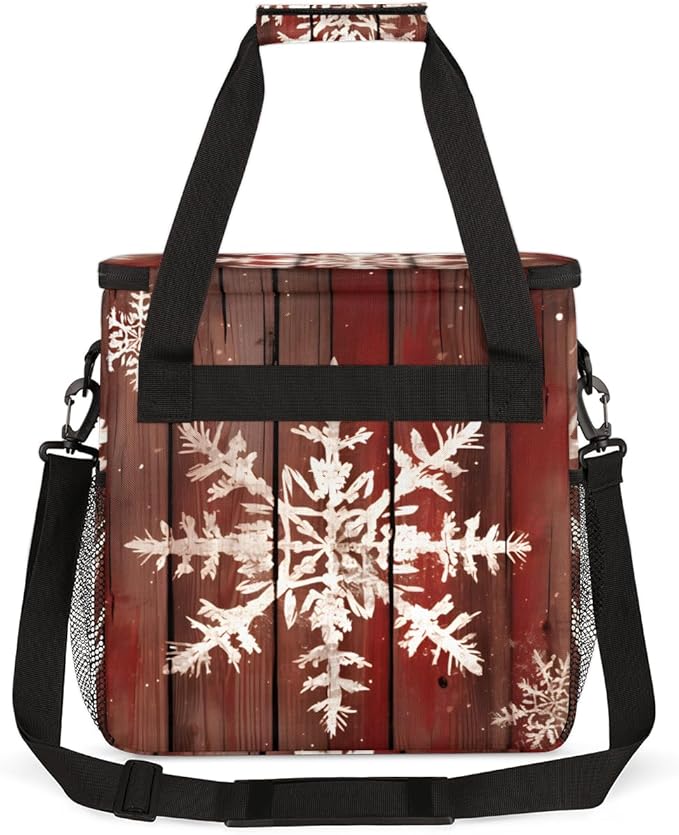 Xmas Snowflakes Coffee Maker Carrying Bag Retro Snowflakes Travel Storage Bag Compatible with K-Mini or K-Mini Plus Single Serve Coffee Brewer Carrying Case with Multiple Pockets &amp Shoulder Stra