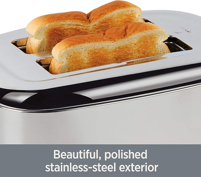 All-Clad Electrics Stainless Steel Toaster 2 -lice LED display Removable crumb try 6-Browing levels Wide and self-centering slots Waffles Bagels Bread 12.91D x 5.29W x 8.98H Silver