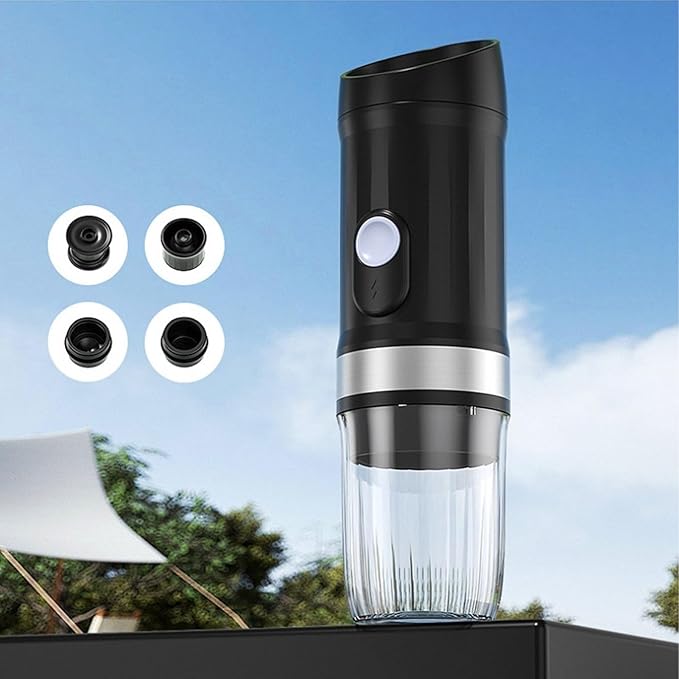 Portable Espressoes Machine 3 in 1 Coffee Maker Fast Self Heating 20 Bar 9600mAh Rechargeable Electric Coffee Machine for Camping Travel Office (Black)