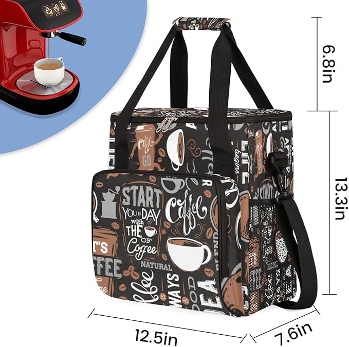 cfpolar Coffee Maker Storage Bag Waterproof Travel Carrying Storage Tote Bag Organizer Case Compatible with K-Mini or K-Mini Plus And Suitable for Other Accessories With Pockets for K-Cup Pods